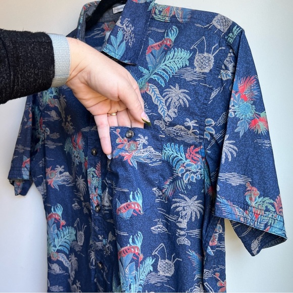 PD&C Navy Tropical Print Casual Shirt - Picture 4 of 7